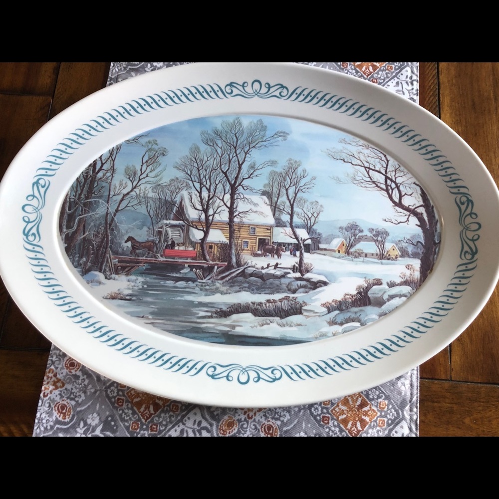 Vintage Brookpark Winter melamine serving platter